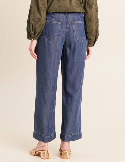 Jean large 7/8&egrave;me denim double stone femme