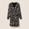 Robe courte &eacute;vas&eacute;e col v manches longues noir femme