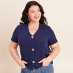 T-shirt col v manches courtes bleu marine femme