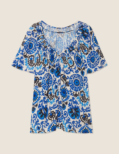 Blouse manches courtes bleu femme