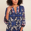 Robe courte &eacute;vas&eacute;e col tunisien bleu femme