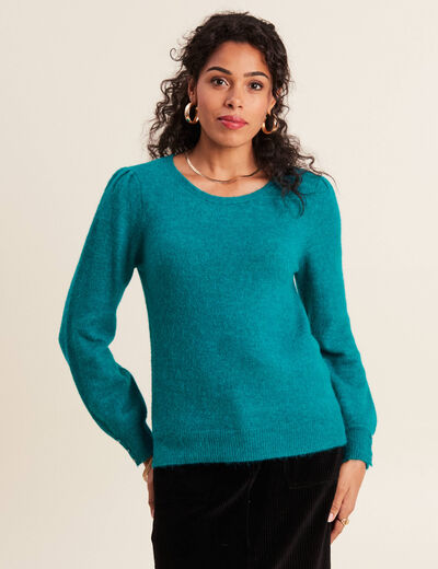 Pull manches longues vert canard femme
