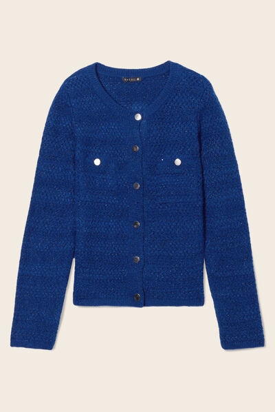 Gilet manches longues bleu electrique femme