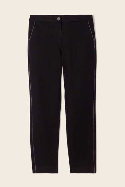 Pantalon chino ajusté 7/8ème noir femme