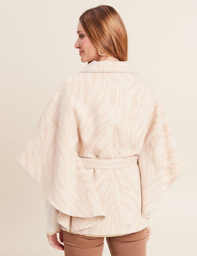Cape boutonnée et ceinturée beige femme