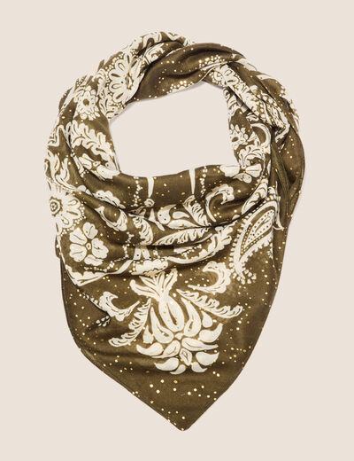 Foulard à paillettes vert kaki femme
