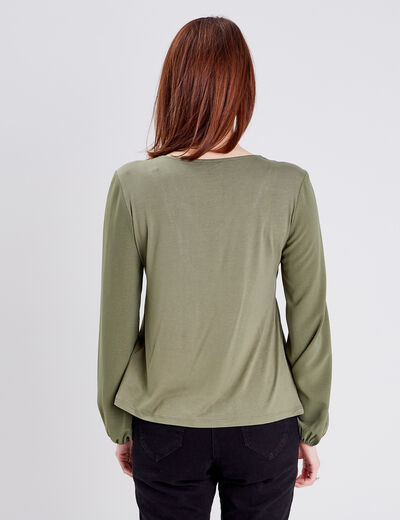 T-shirt manches longues vert kaki femme