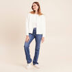 Gilet teddy bas resserr&eacute; manches longues ecru femme