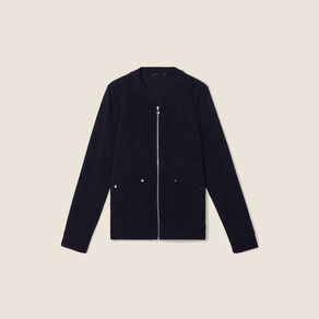 Gilet manches longues zippé bleu marine femme
