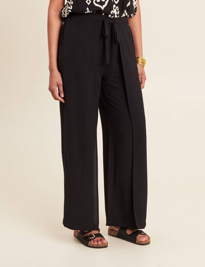 Pantalon coupe large portefeuille noir femme