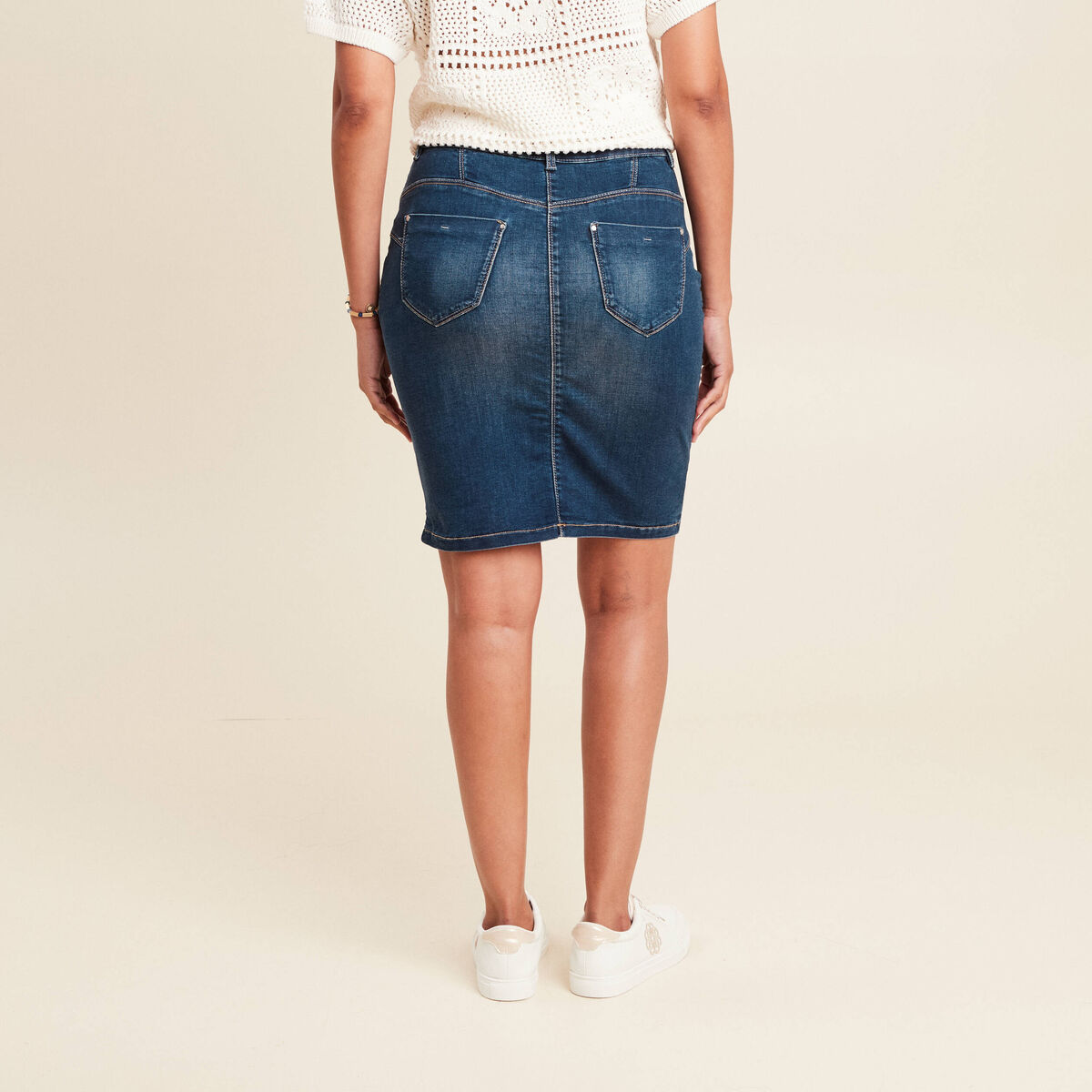 Jupe droite denim brut femme