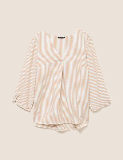 blouse fluide manches 3/4 marron femme