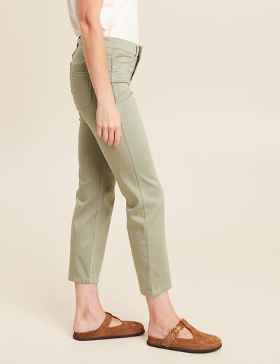 Pantalon réversible droit 7/8ème vert olive femme