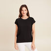 T-shirt bi-matière manches courtes noir femme