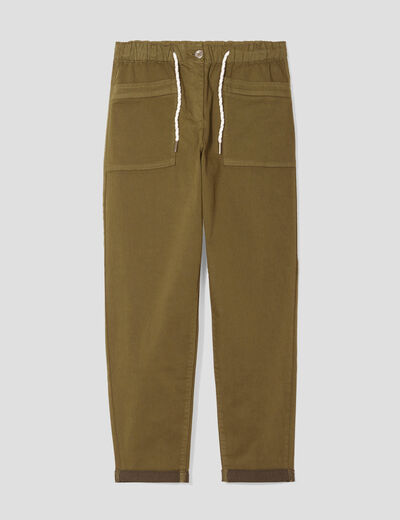 Pantalon coupe mom 7/8&egrave;me vert olive femme