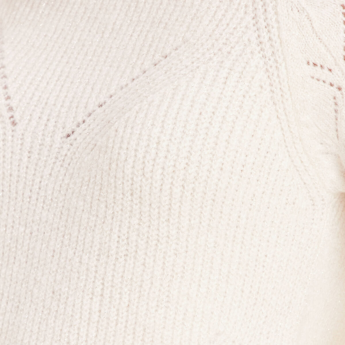 Pull col montant manches longues ecru femme