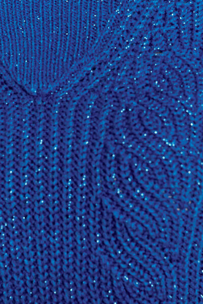 Pull manches longues bleu electrique femme