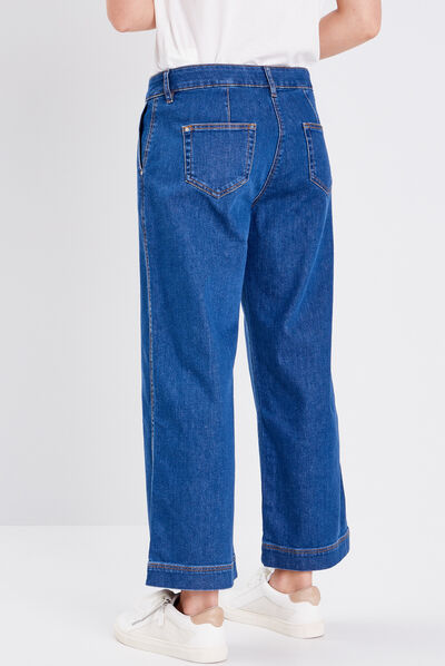 Jean large boutonné denim stone femme