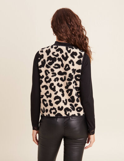 Gilet sans manches laine mouton beige femme