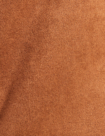 Blouson suédine boutonné camel femme