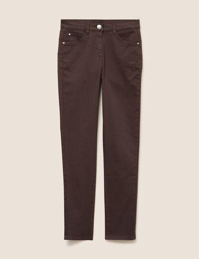 Pantalon léger taille standard 7/8ème marron foncé femme