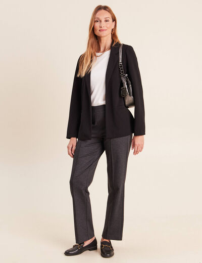 Blazer col tailleur doubl&eacute; noir femme