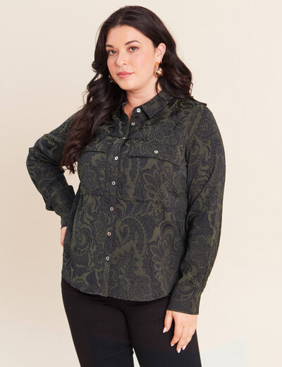 Chemise manches longues vert femme