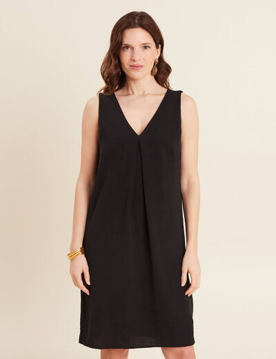 Robe fluide manches courtes noir femme