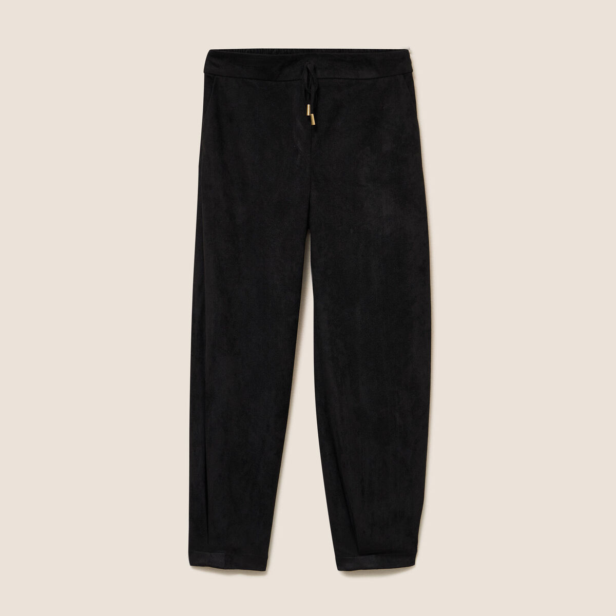 Pantalon barrel bas resserr&eacute; noir femme