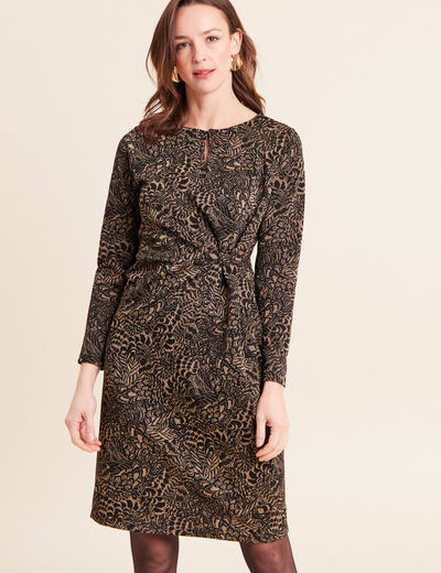 Robe ajust&eacute;e courte en maille col rond vert kaki femme