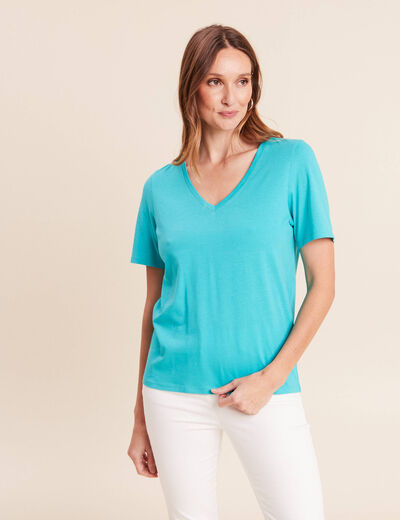 T-shirt manches courtes vert turquoise femme