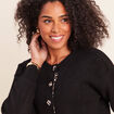 Gilet droit mi-long col rond noir femme