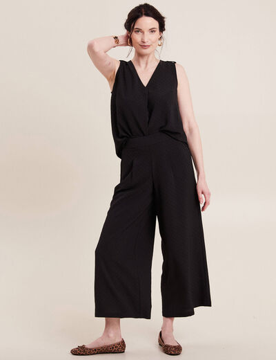 Pantalon large élastiqué noir femme
