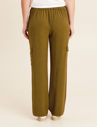Pantalon cargo lien à nouer vert olive femme