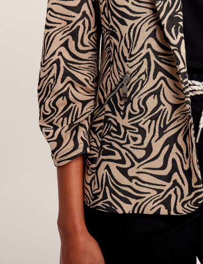 Veste droite manches 3/4 noir femme