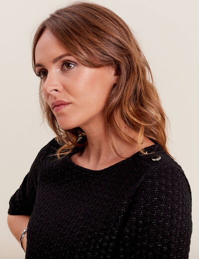 Robe droite manches 3/4 noir femme