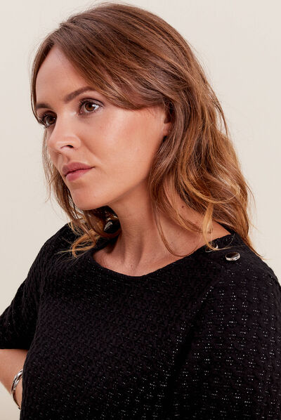 Robe droite manches 3/4 noir femme