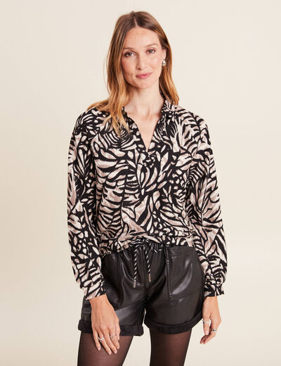 Blouse manches longues marron clair femme