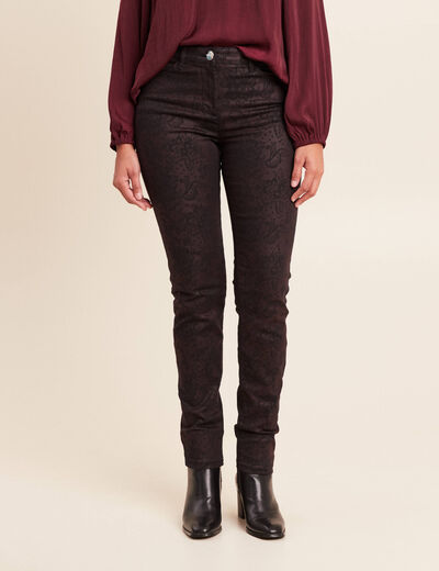 Pantalon magique L'Unique coupe ajust&eacute;e bordeaux femme