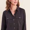 Chemise manches longues bleu femme