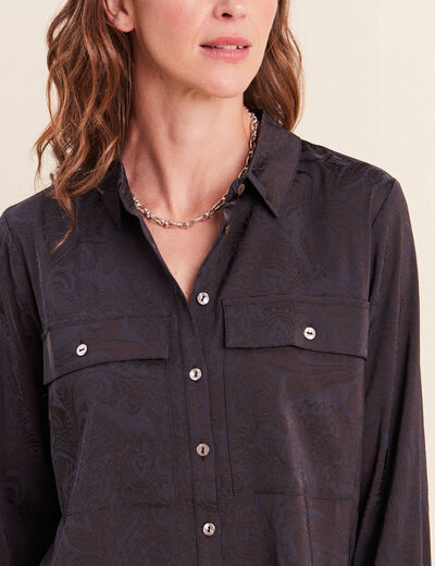 Chemise manches longues bleu femme