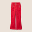 Pantalon coupe bootcut &agrave; pont rouge fluo femme