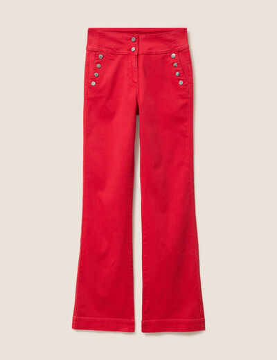 Pantalon coupe bootcut &agrave; pont rouge fluo femme