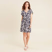 Robe droite fluide col en V bleu foncé femme
