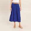 Jupe longue &eacute;vas&eacute;e ceintur&eacute;e bleu fonc&eacute; femme