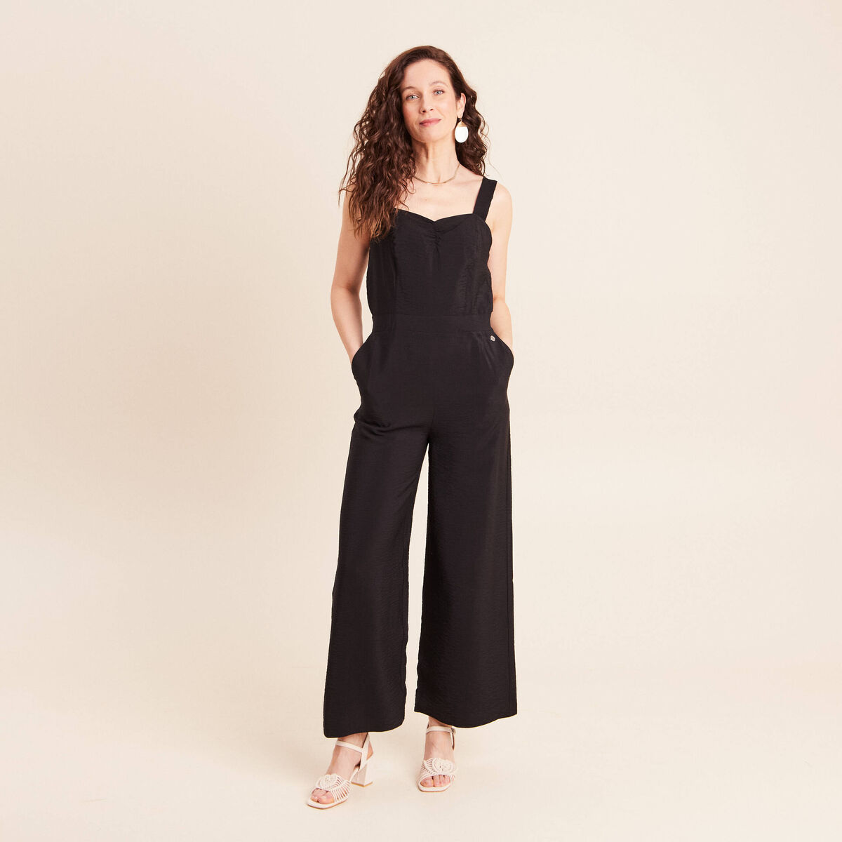 Combinaison r&eacute;versible col c&oelig;ur noir femme
