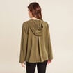 Blouse manches 3/4 à capuche vert olive femme