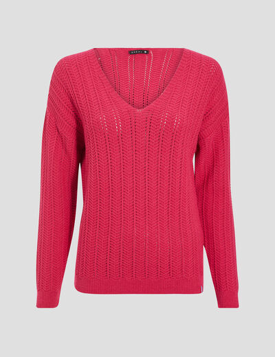 Pull confectionné en France rose framboise femme