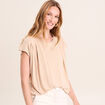 T-shirt droit col rond manches courtes sable femme