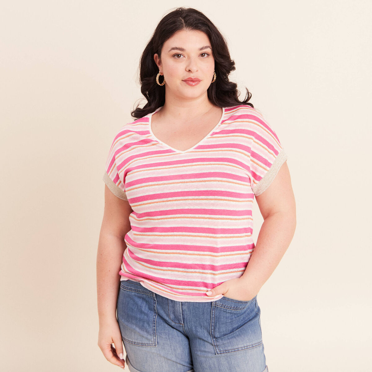 T-shirt manches courtes rose femme
